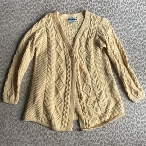 Aran Crafts 100% Merino Wool Butter Yellow Cardigan, size M/L